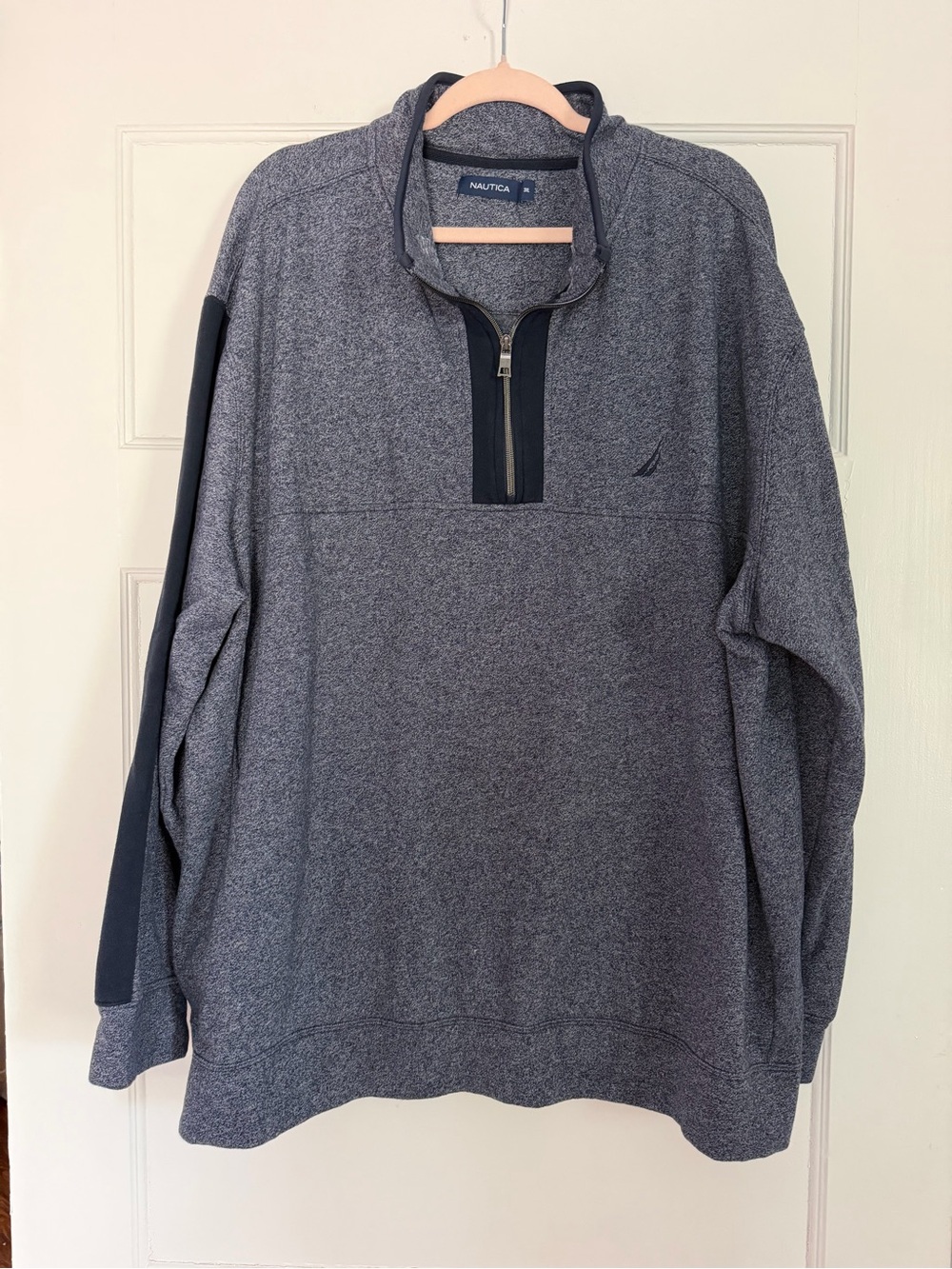 Nautica Men’s 3XL Navy Heather Quarter Zip Pullover Long Sleeve